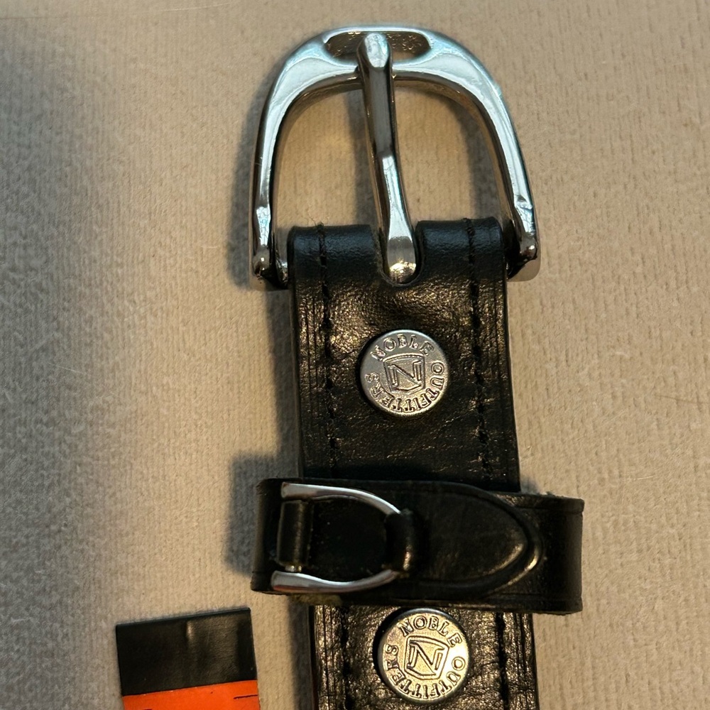 Equestrian Black Leather Belt with Silver Buckle